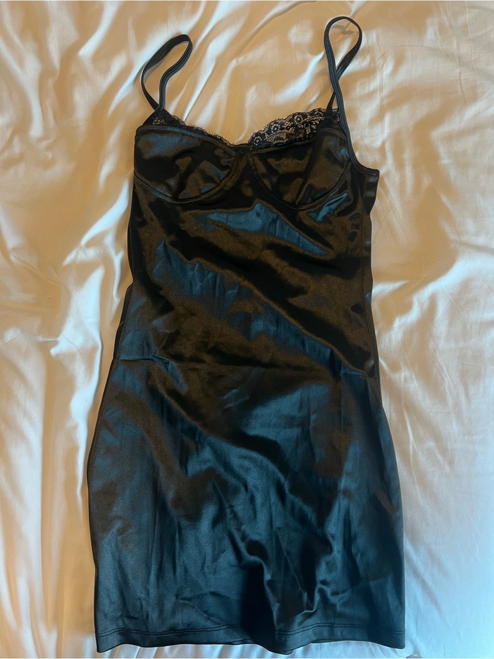 Motel Rocks Black Satin Lace Chemise